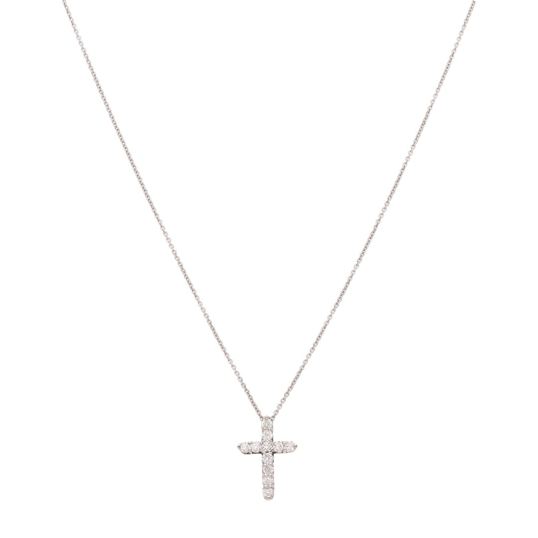 Collar cruz diamantes oro blanco 14K
