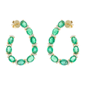 Aretes media luna esmeraldas oval y brillantes 14K