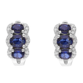 Arracadas 3 zafiros oval y brillantes 14K