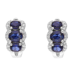 Arracadas 3 zafiros oval y brillantes 14K