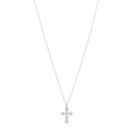Collar cruz bolitas diamantes 14K