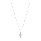 Collar cruz bolitas diamantes 14K