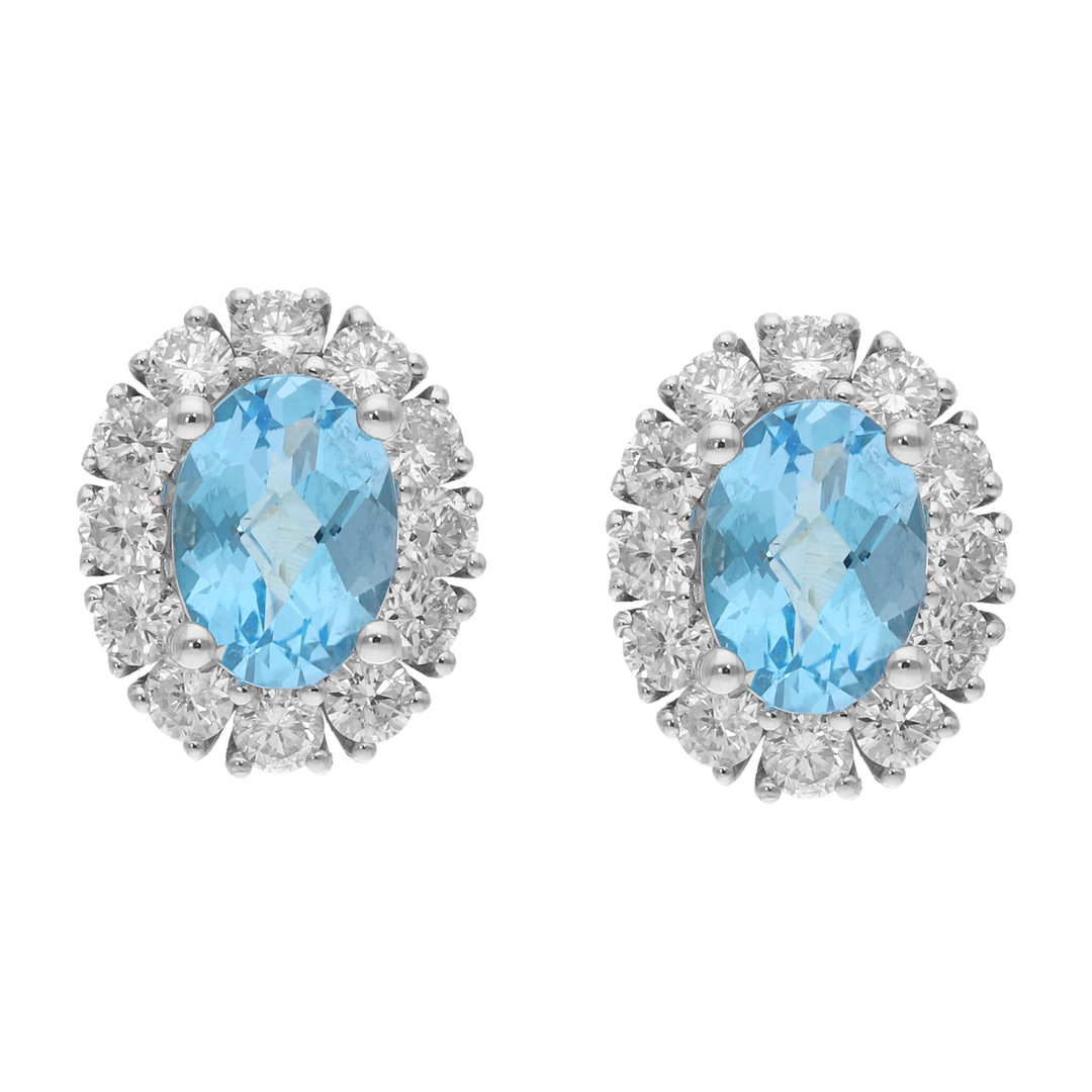 Broquel topacio y brillantes 14K