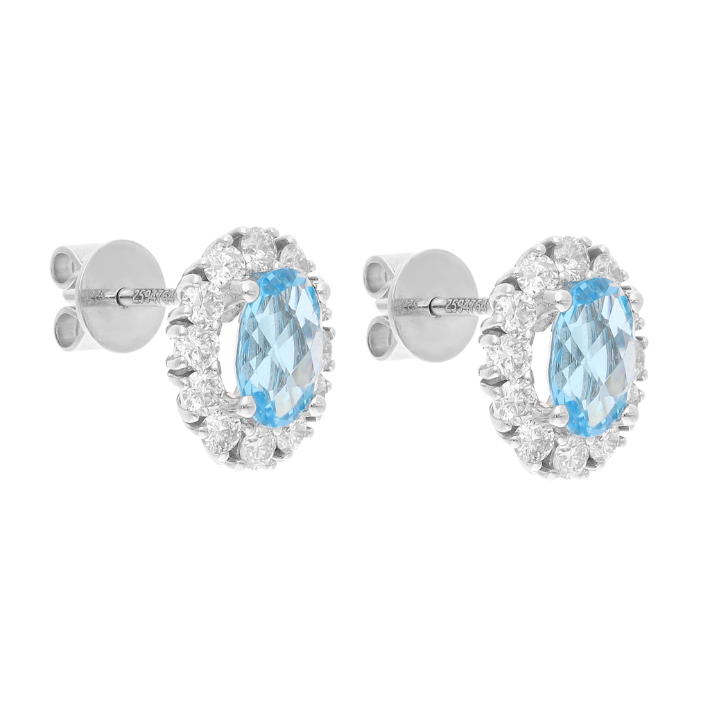 Broquel topacio y brillantes 14K