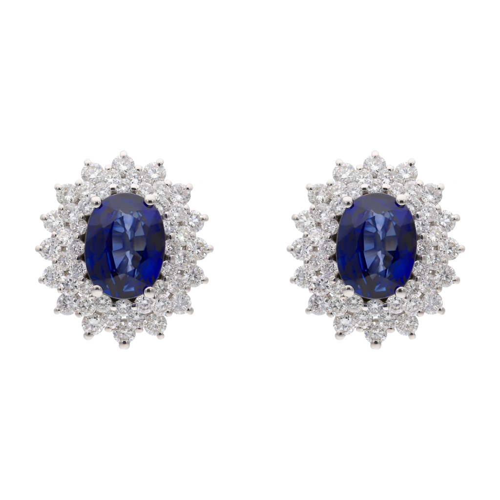 Broquel zafiro oval 3 líneas 14K