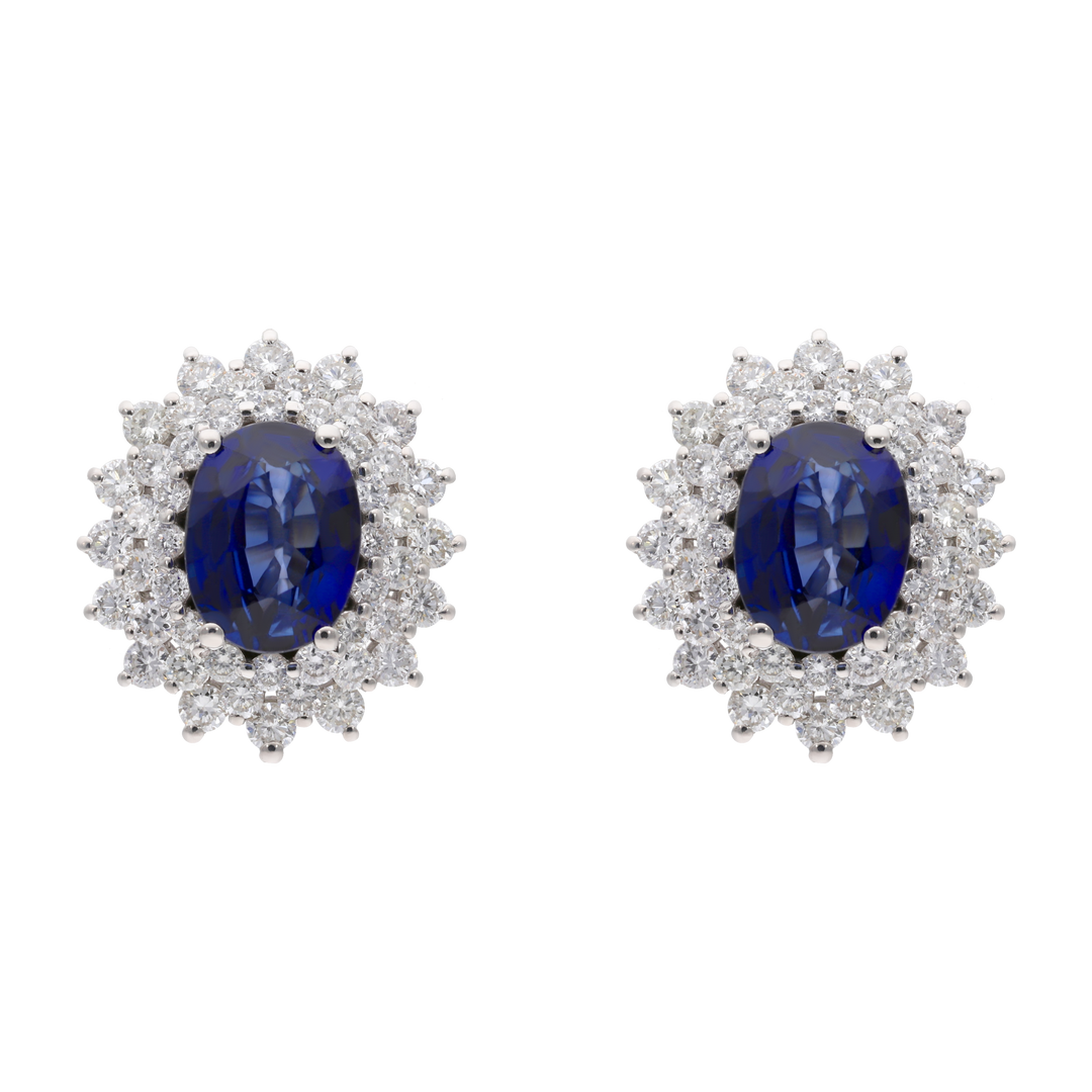 Broquel zafiro oval 3 líneas 14K