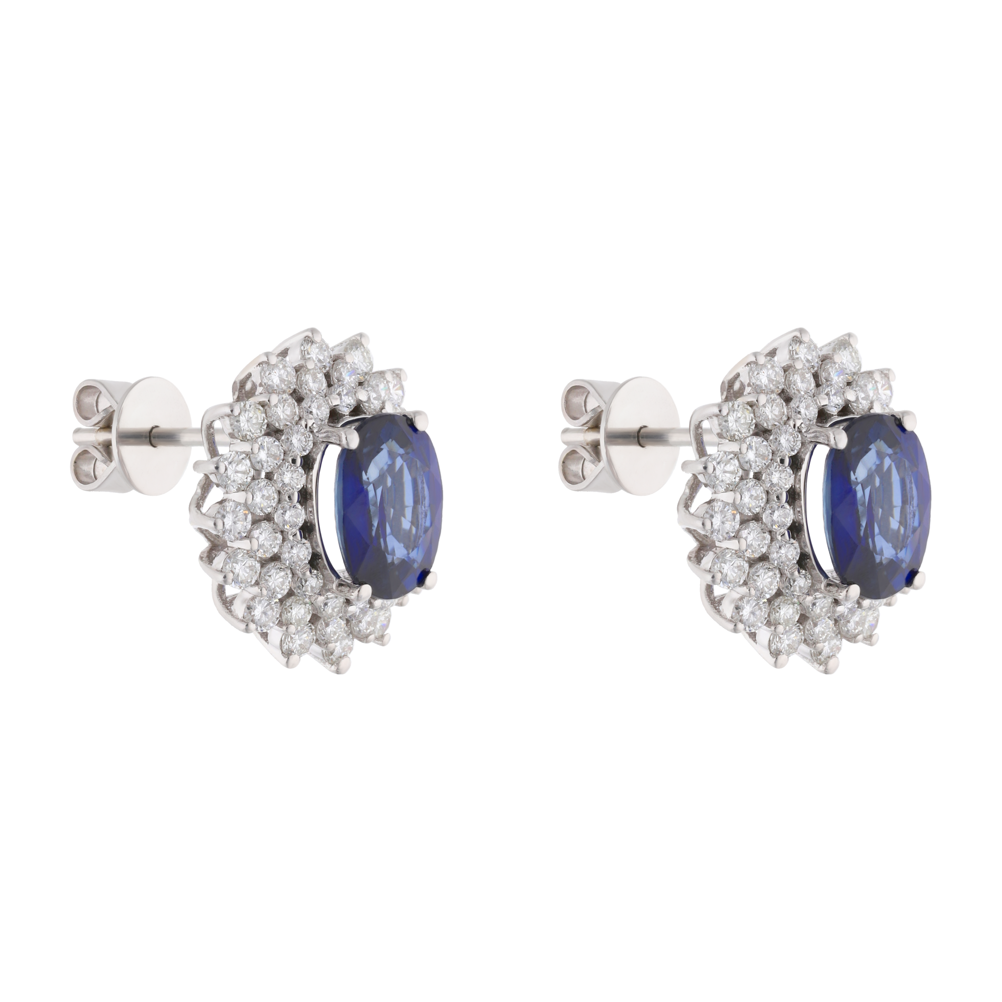 Broquel zafiro oval 3 líneas 14K