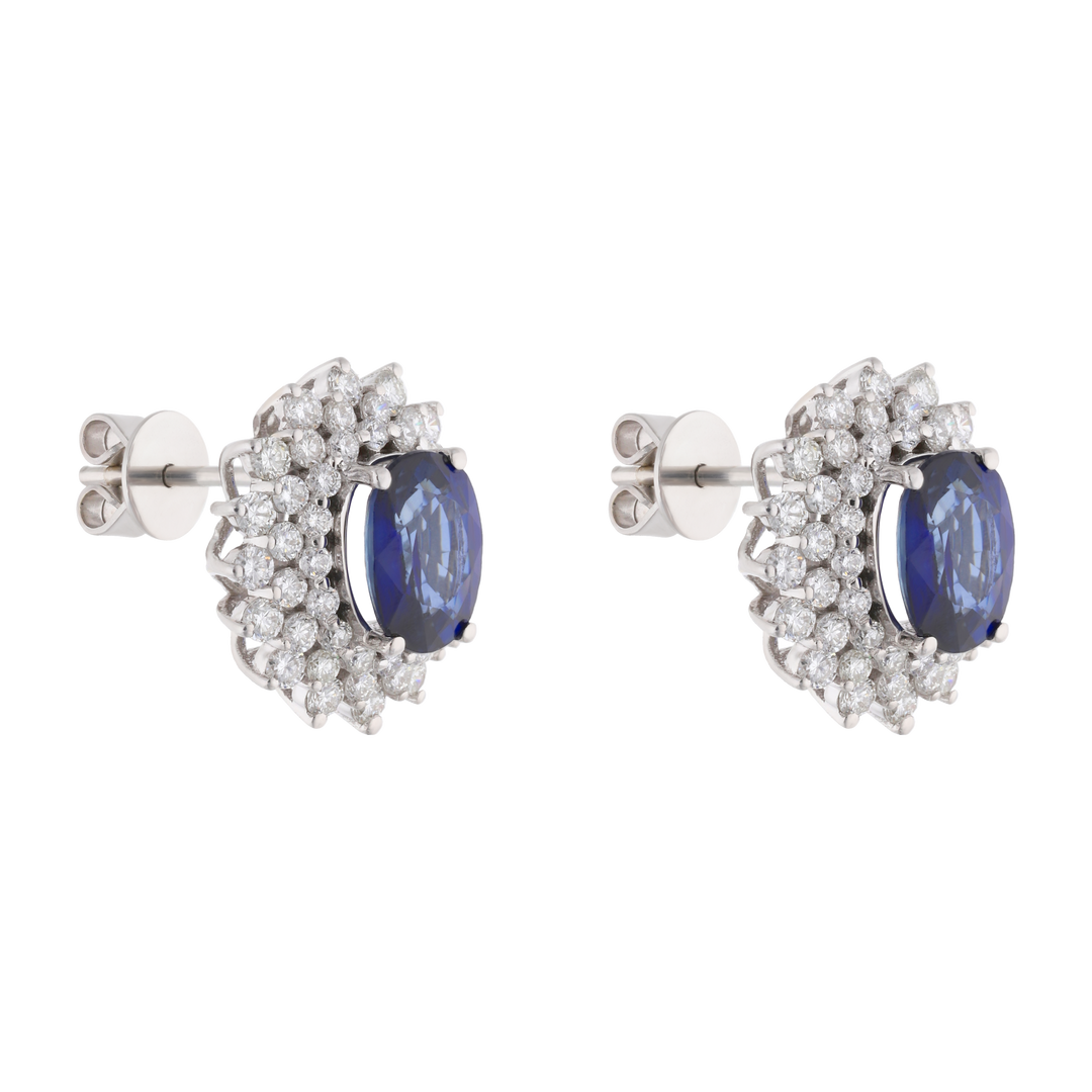 Broquel zafiro oval 3 líneas 14K