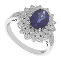 Anillo zafiro oval bisel 3 líneas 14K