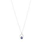 Collar dije bisel hueco zafiro gota y brillantes 14K
