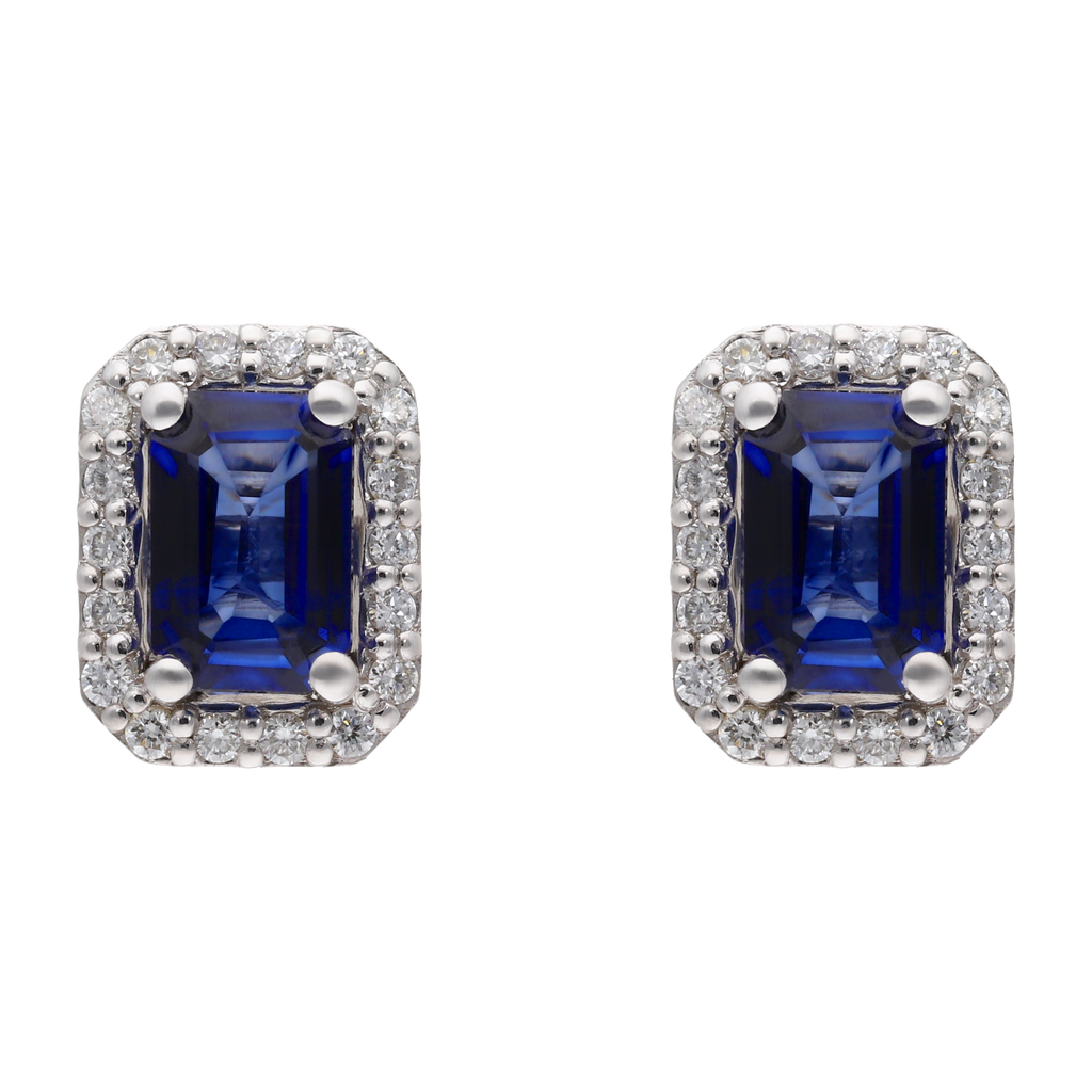 Broquel zafiro bisel brillantes 14K