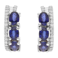 Arracadas zafiros oval y diamantes 14K