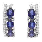 Arracadas zafiros oval y diamantes 14K