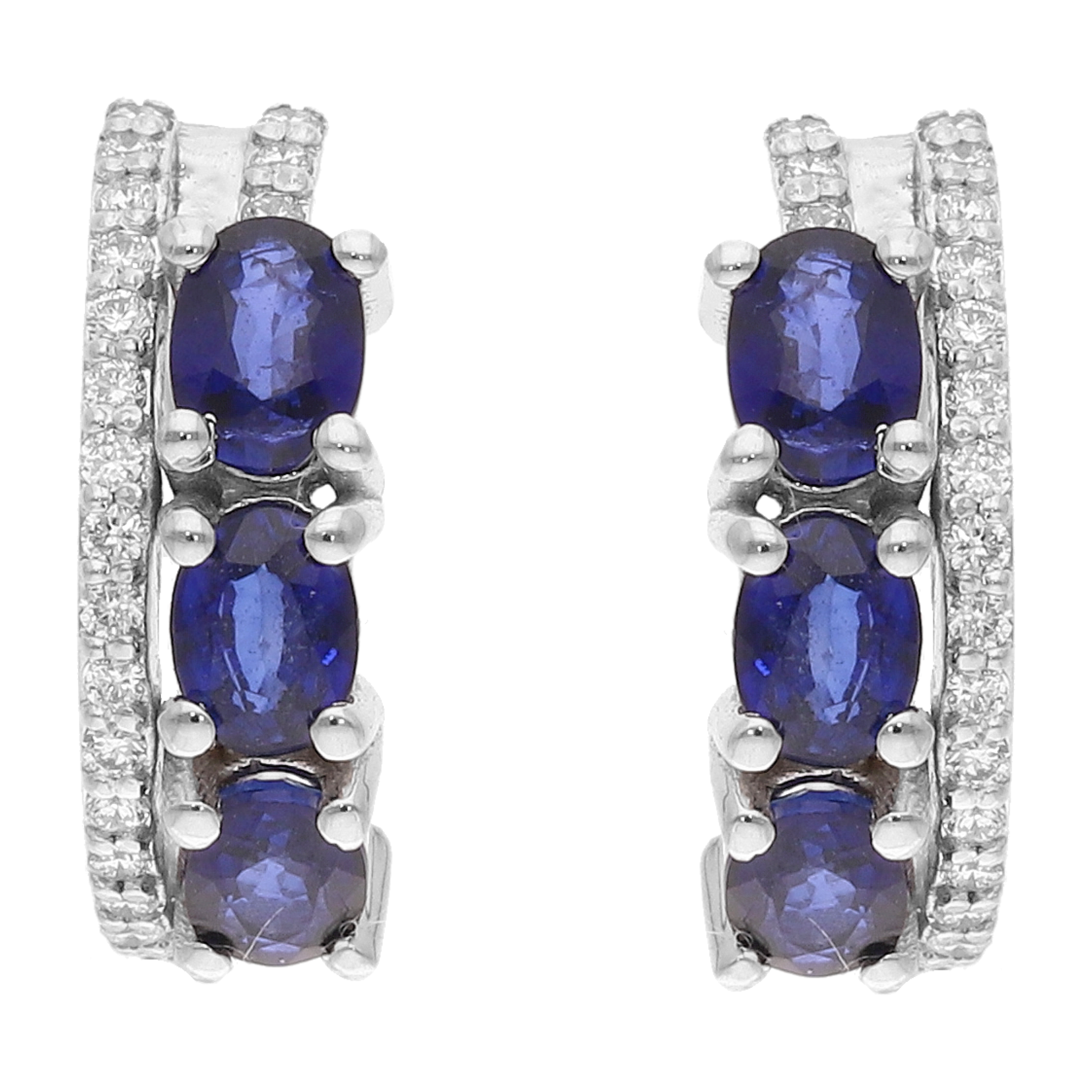 Arracadas zafiros oval y diamantes 14K