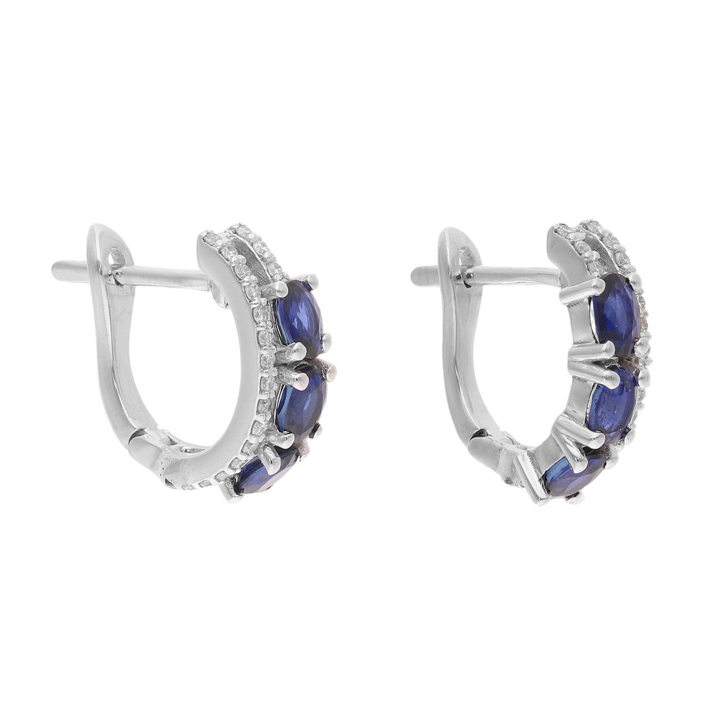 Arracadas zafiros oval y diamantes 14K