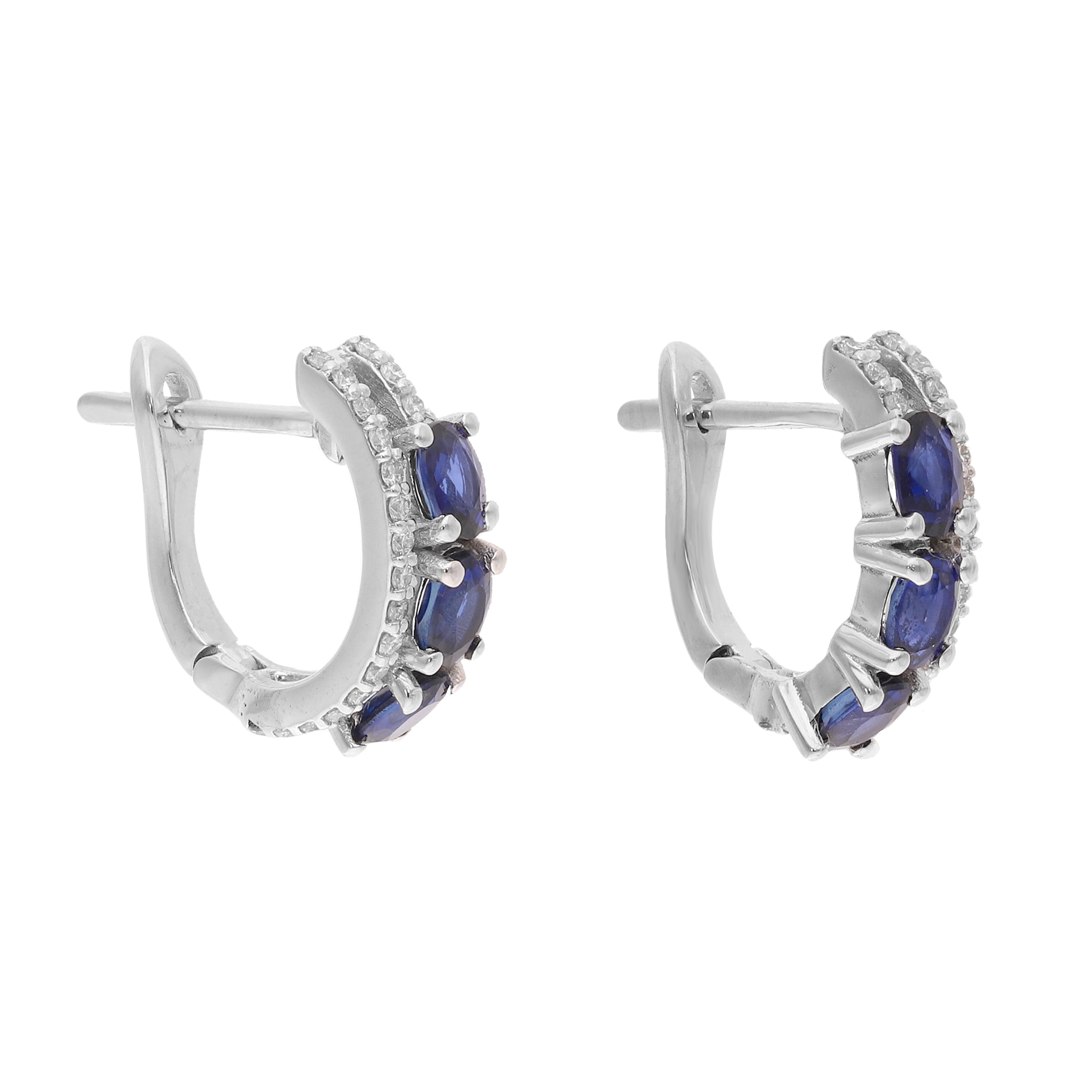Arracadas zafiros oval y diamantes 14K