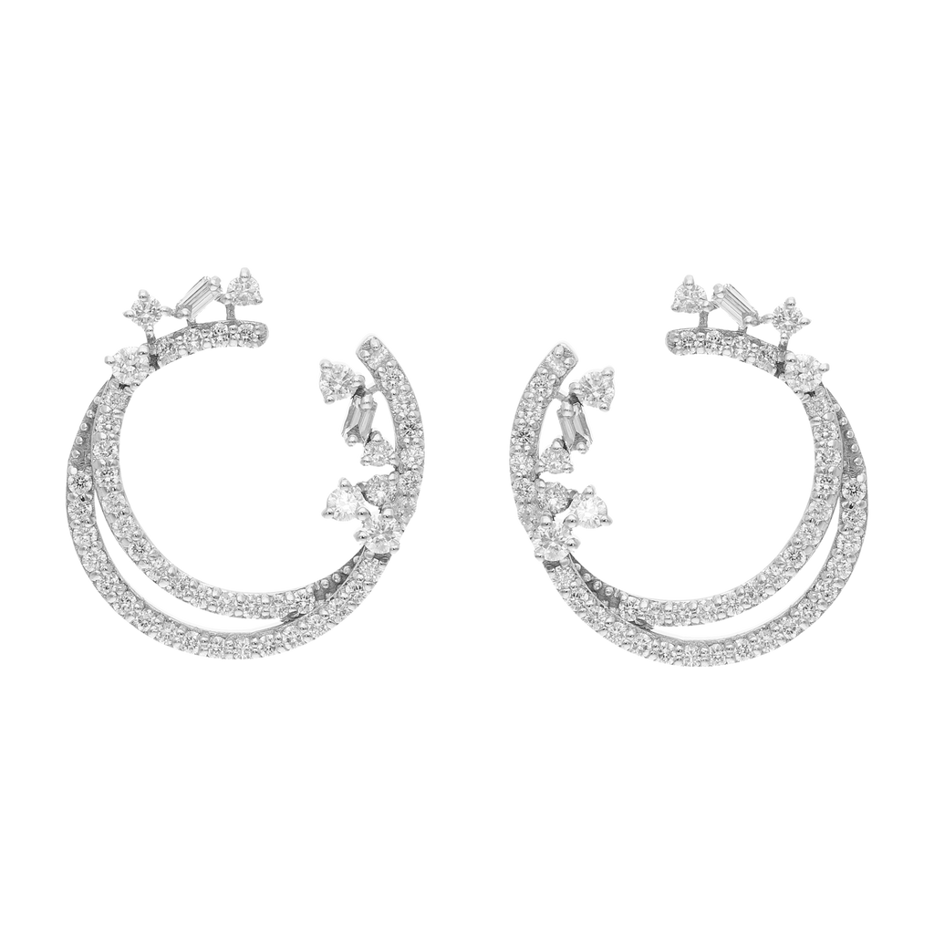 Aretes media luna diamantes 14K