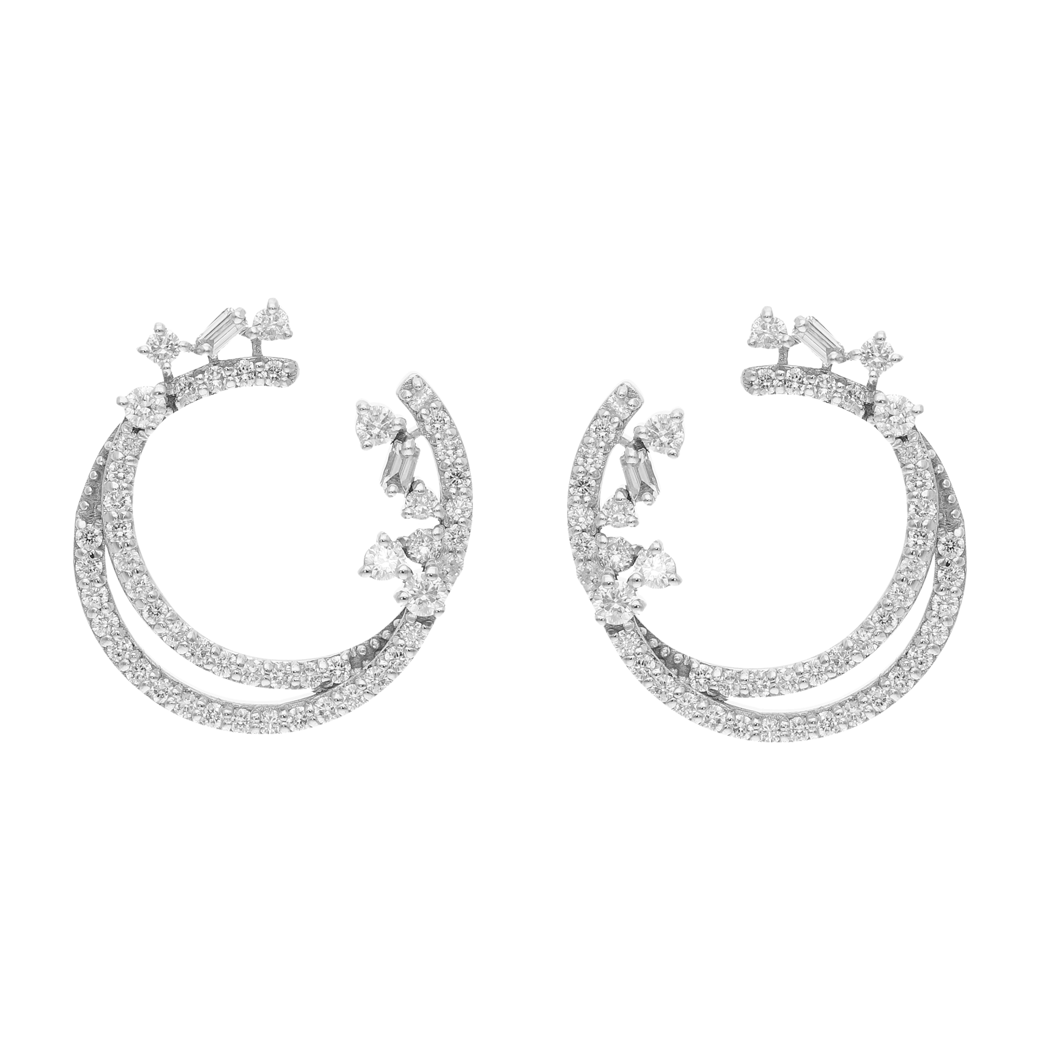Aretes media luna diamantes 14K