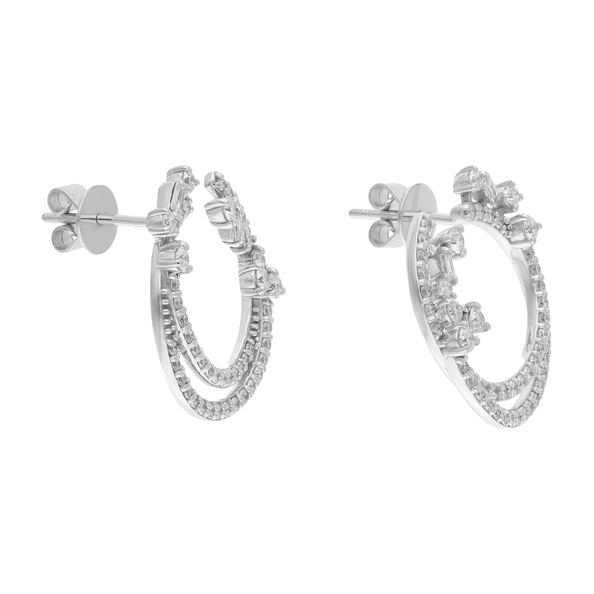 Aretes media luna diamantes 14K