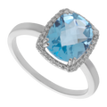 Anillo topacio azul y brillantes 14K