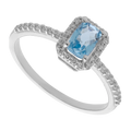 Anillo topacio y diamantes oro blanco 14K