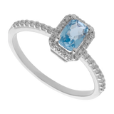 Anillo topacio y diamantes oro blanco 14K