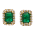 Broquel esmeralda bisel brillantes 14K