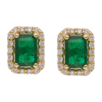 Broquel esmeralda bisel brillantes 14K