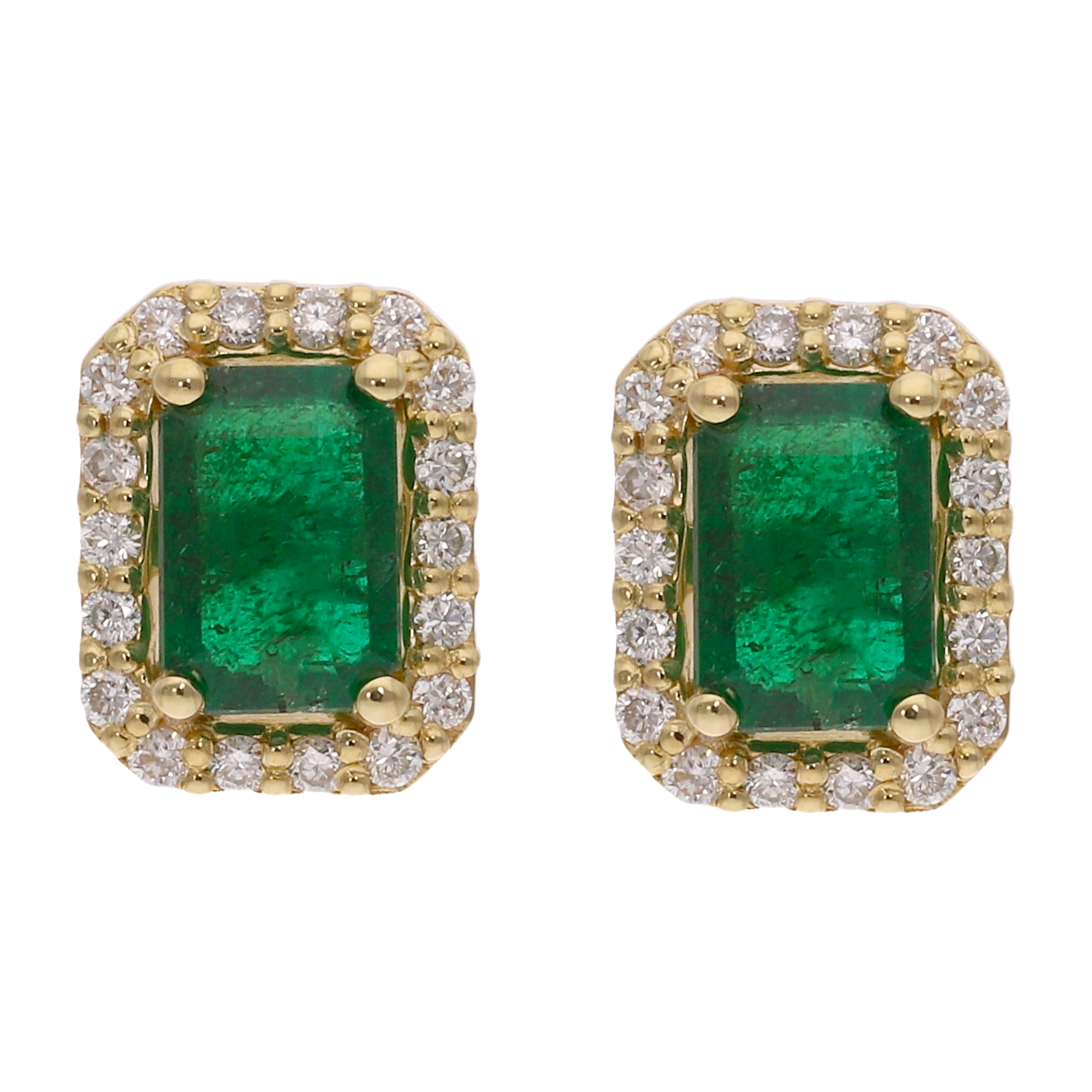 Broquel esmeralda bisel brillantes 14K