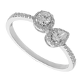 Anillo diamantes gota y brillante oro blanco 14K