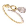Anillo "tu y yo" eslabones y diamantes 14K
