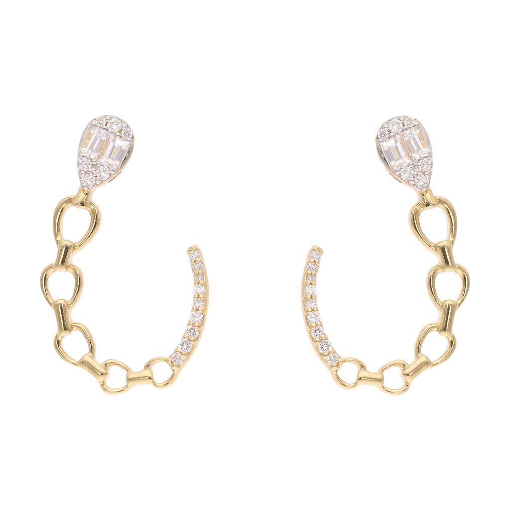 Aretes media luna eslabones 14K