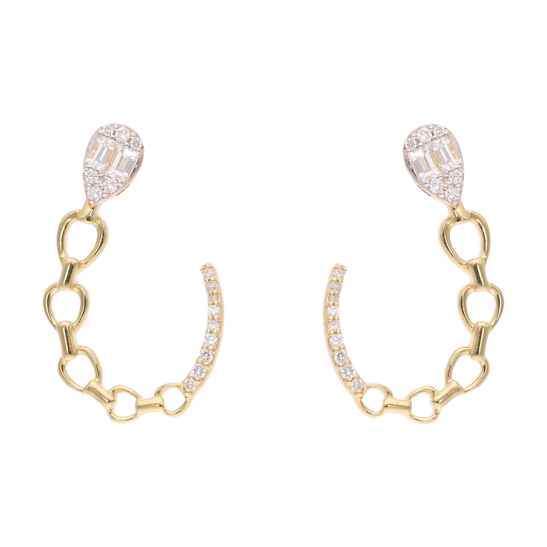 Aretes media luna eslabones 14K