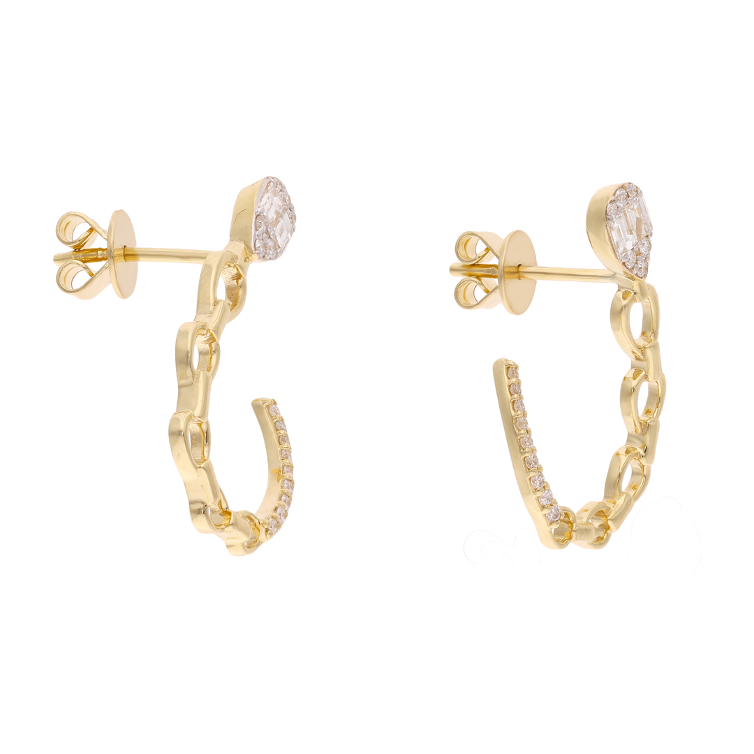 Aretes media luna eslabones 14K