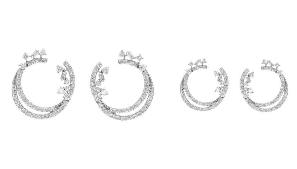 Aretes media luna diamantes 14K