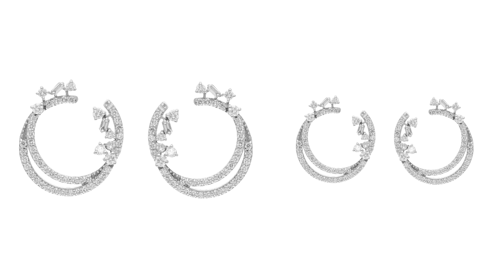 Aretes media luna diamantes 14K