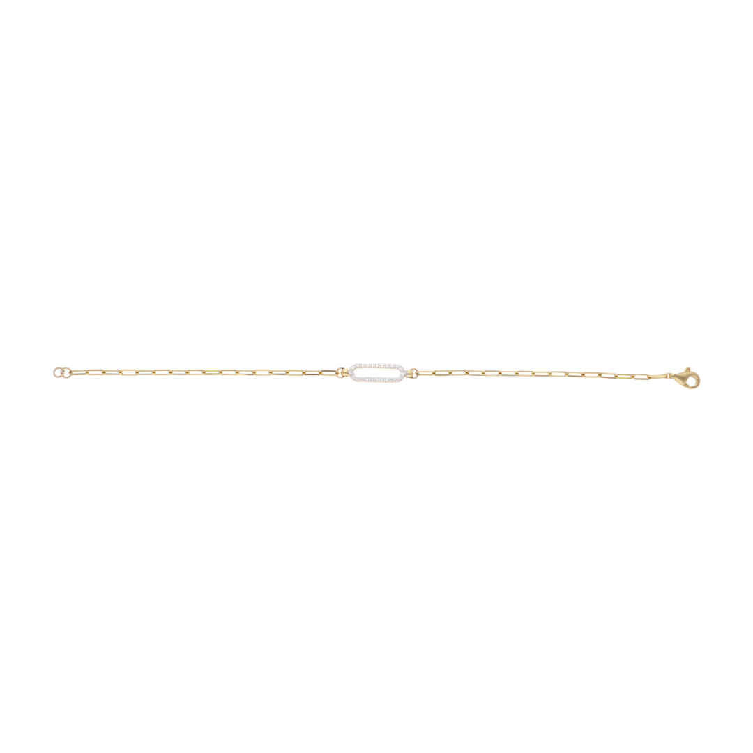 Pulsera clip eslabón largo brillantes 14K