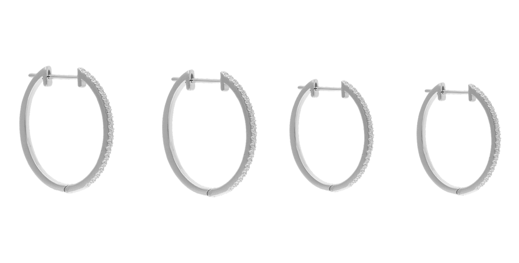 Arracadas oval brillantes oro blanco 14K