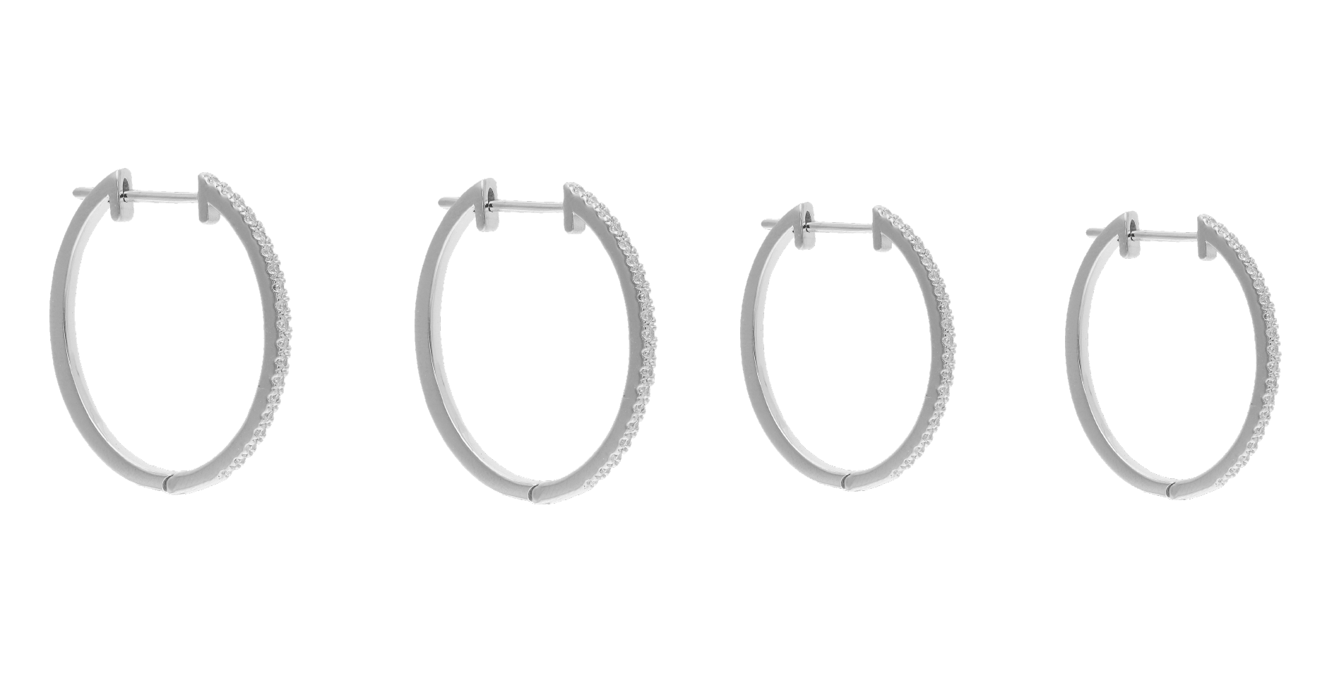 Arracadas oval brillantes oro blanco 14K