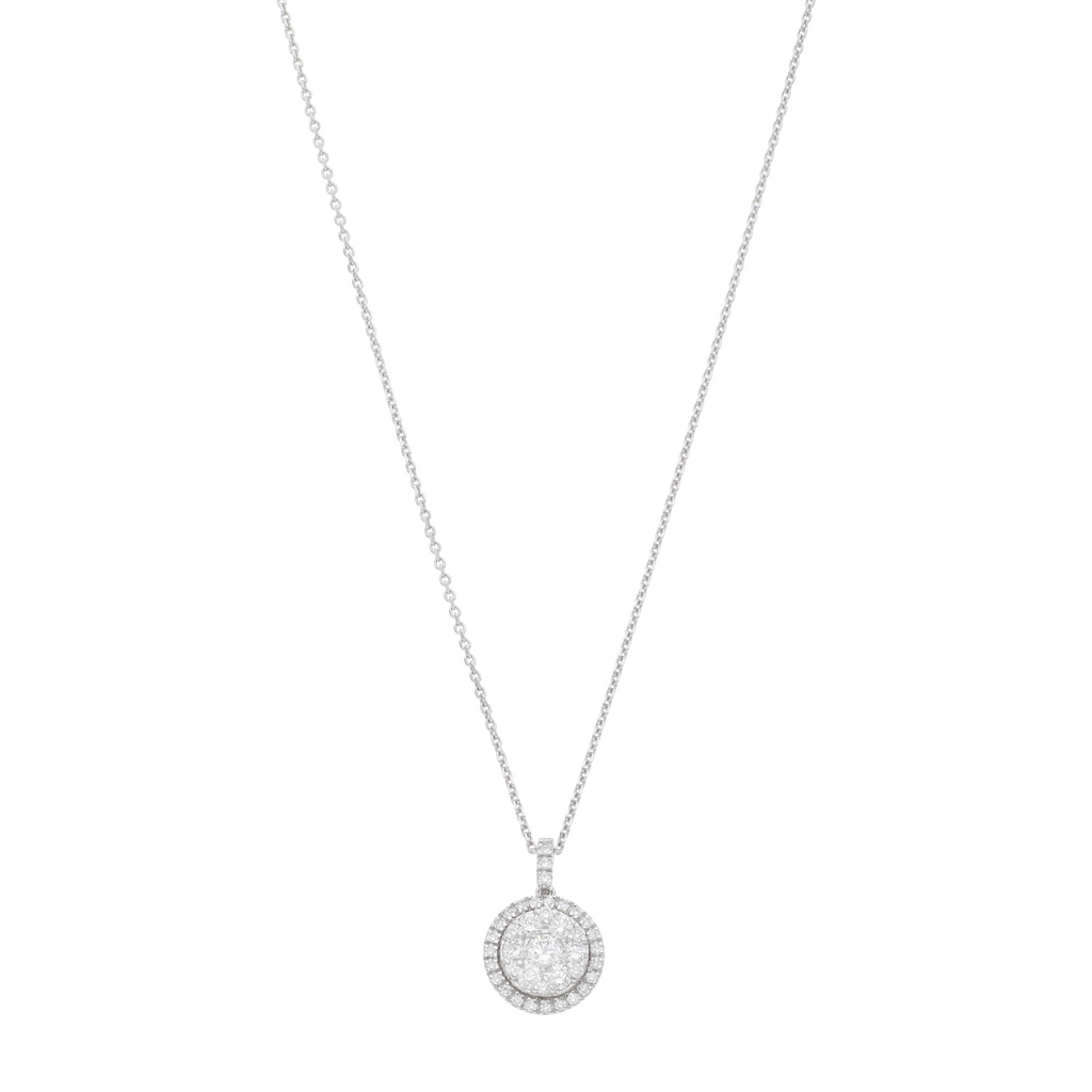 Collar dije redondo brillantes oro blanco 14K