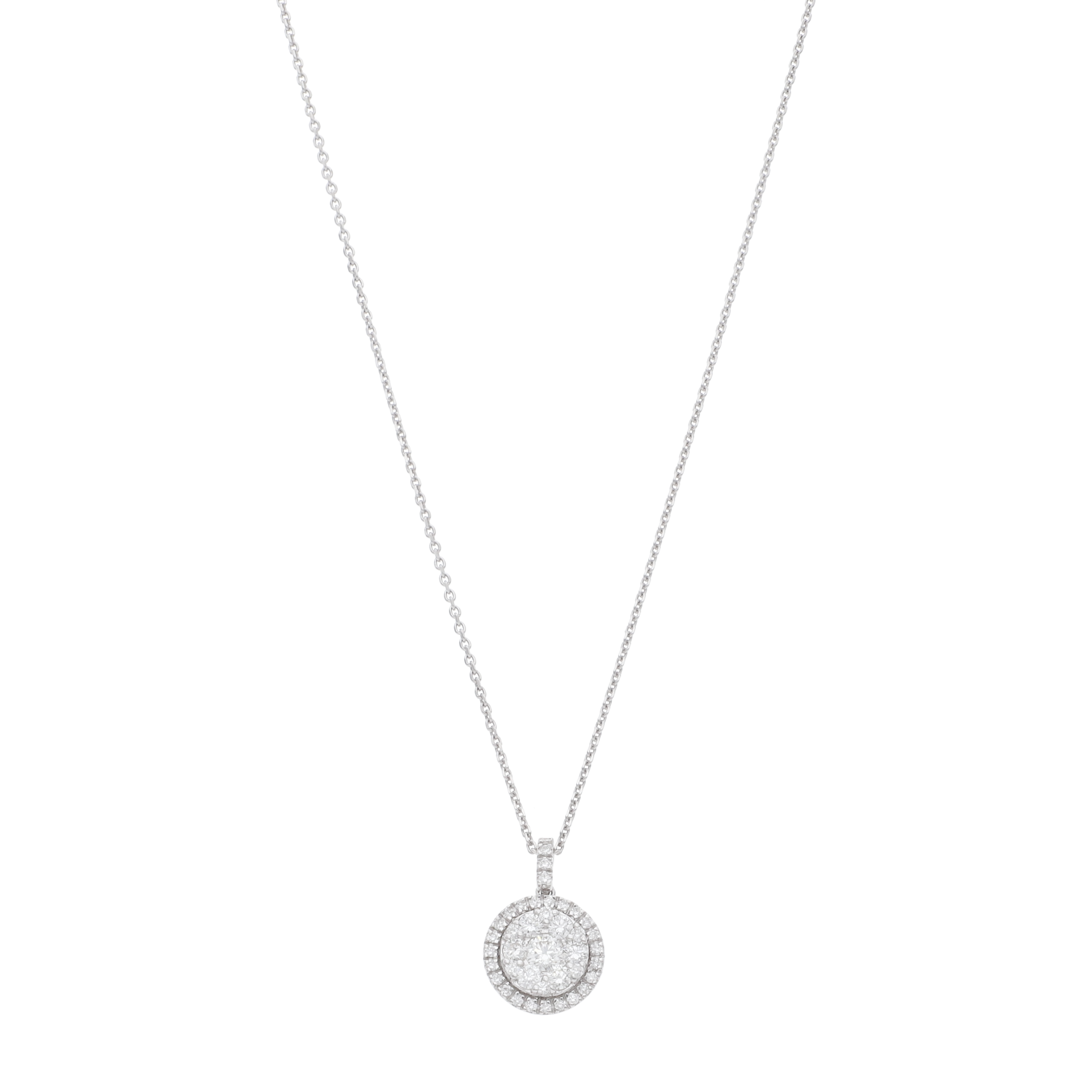 Collar dije redondo brillantes oro blanco 14K