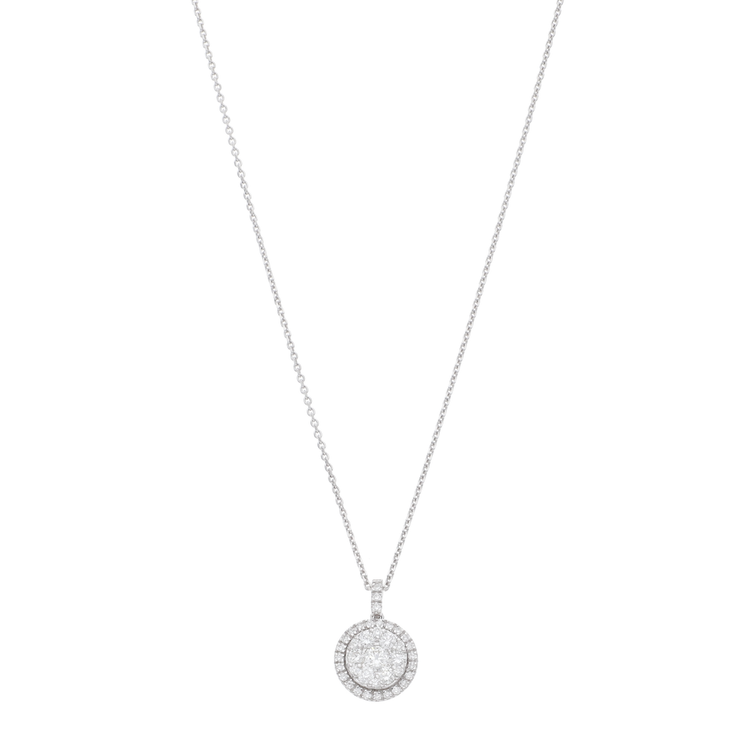 Collar dije redondo brillantes oro blanco 14K