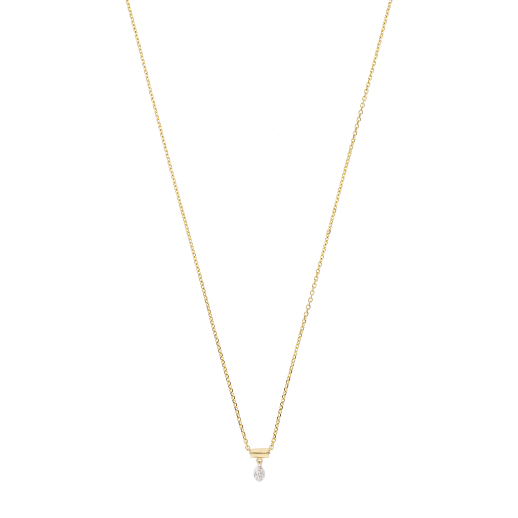 Collar brillante solitario en barra 14K