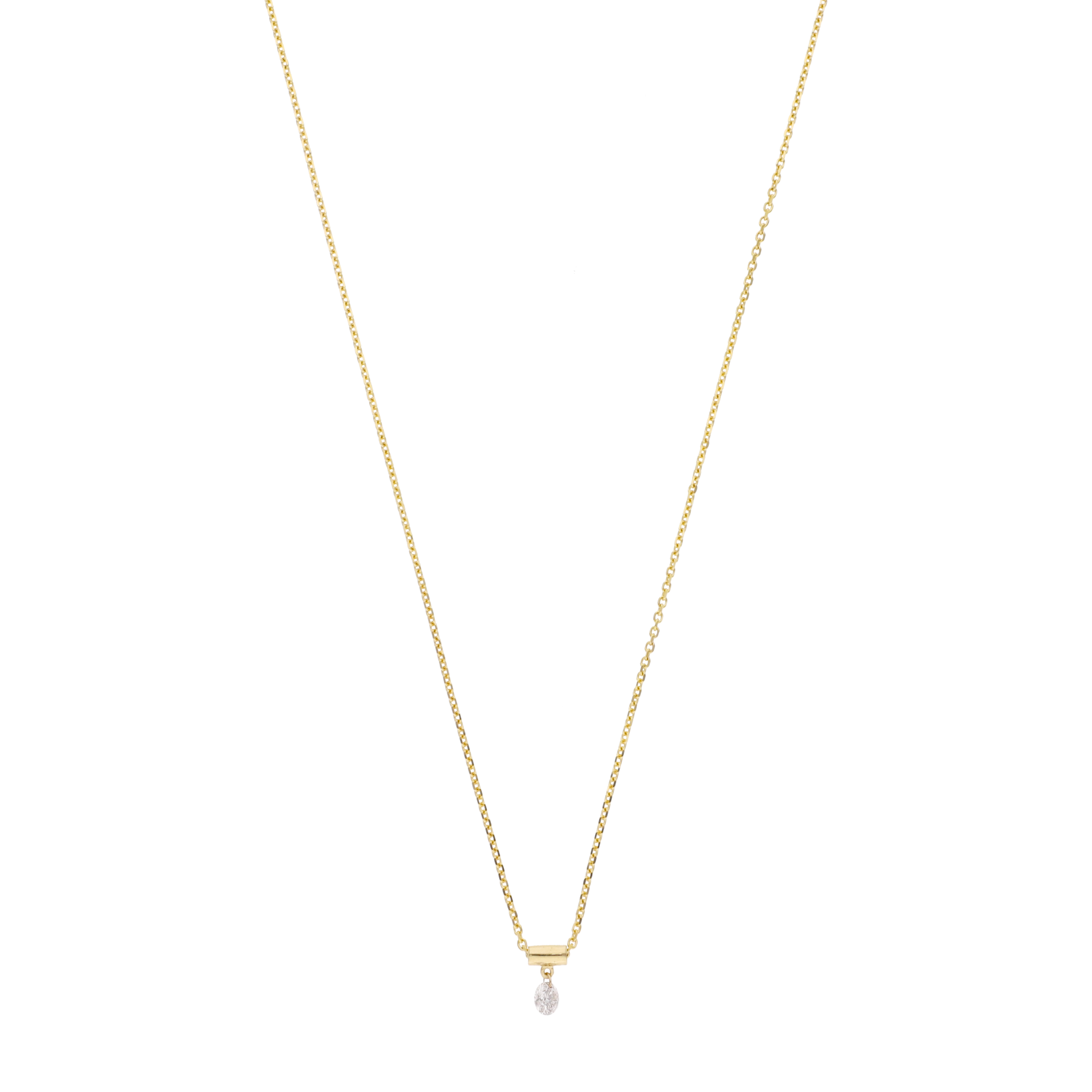 Collar brillante solitario en barra 14K