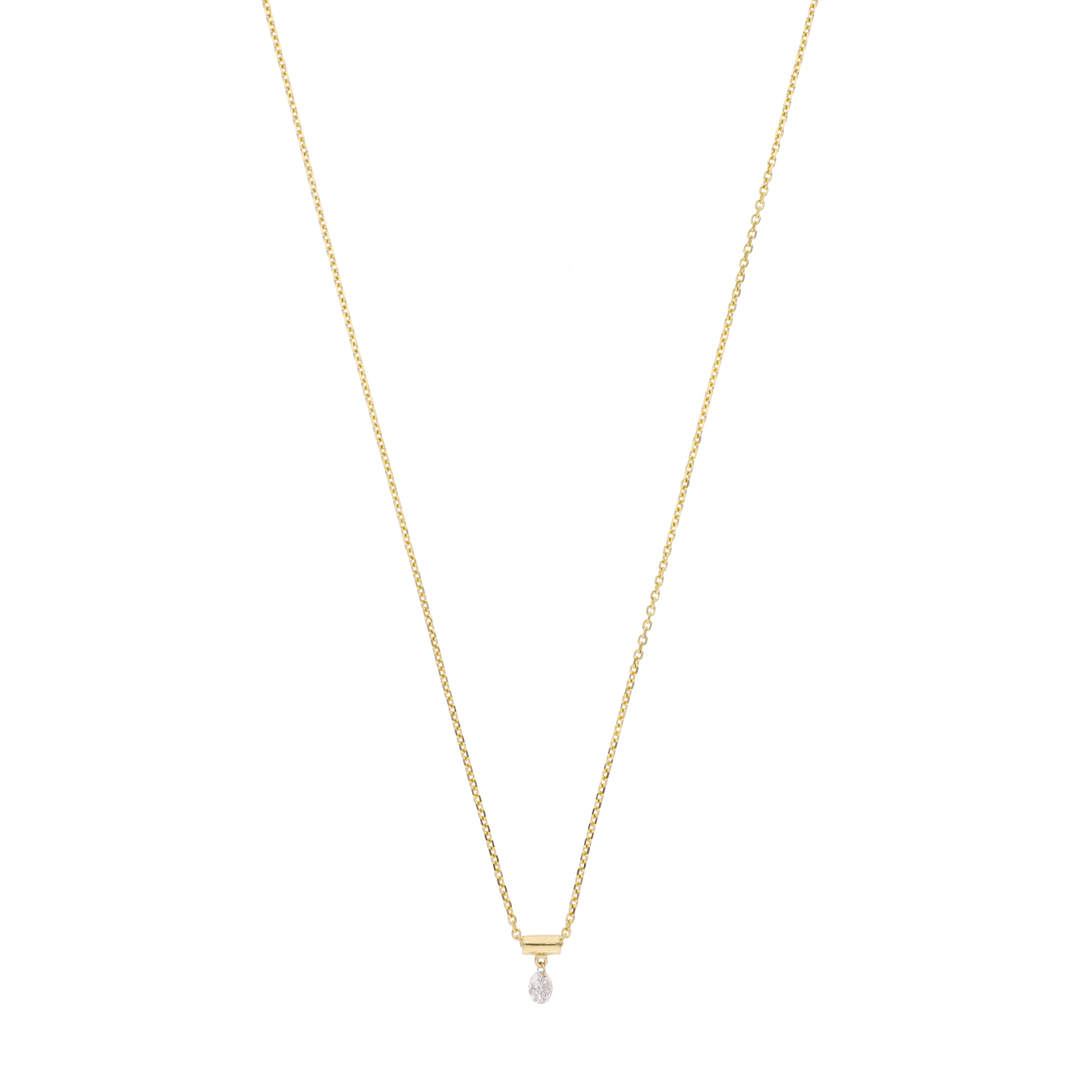 Collar brillante solitario en barra 14K