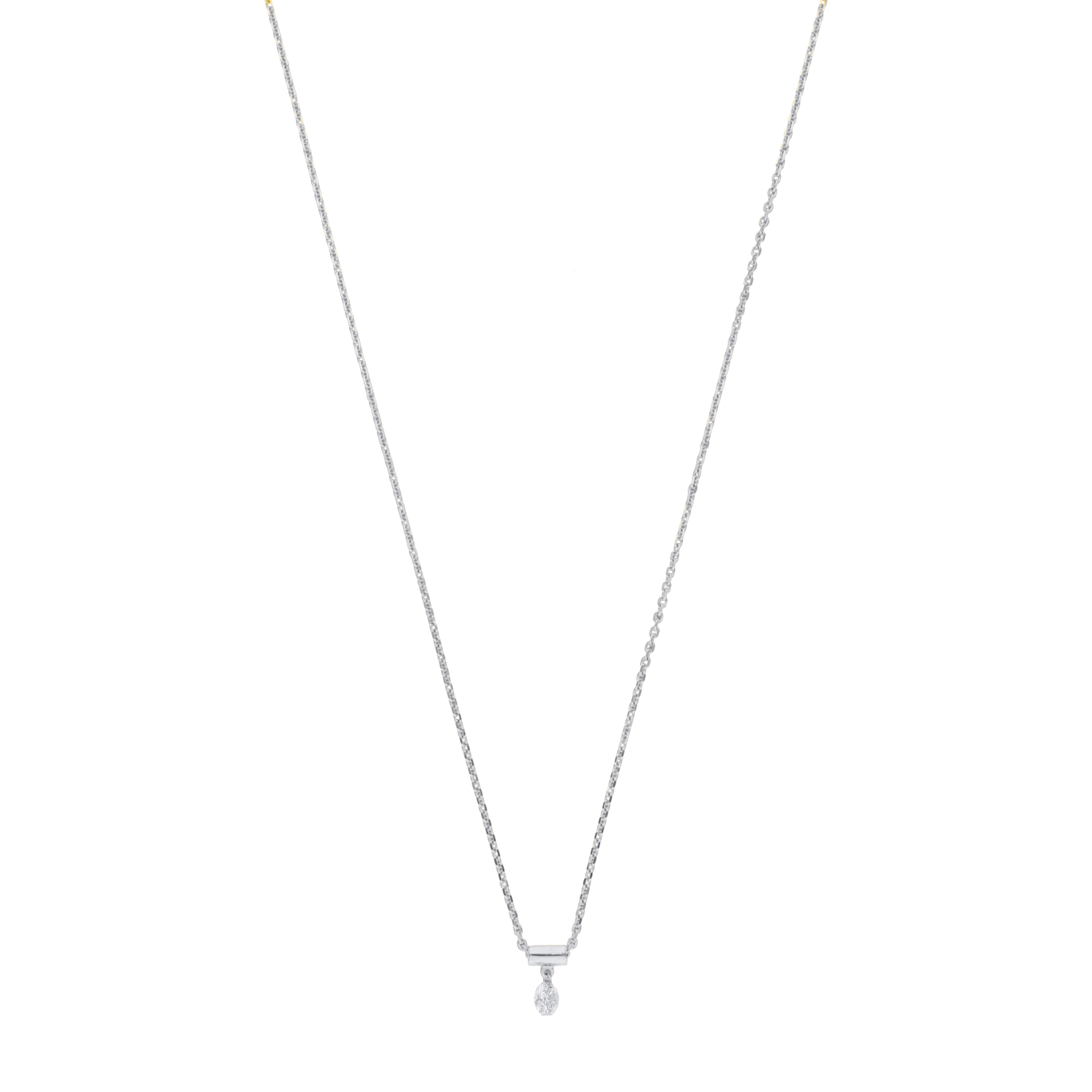 Collar brillante solitario en barra 14K
