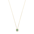 Collar esmeralda bisel liso y brillantes 14K