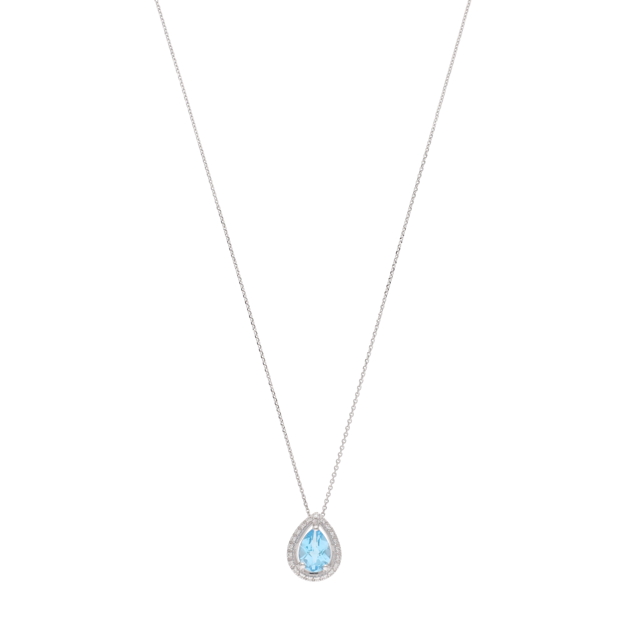 Collar topacio gota y brillantes 14K