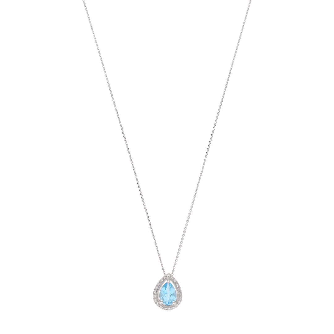 Collar topacio gota y brillantes 14K