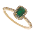 Anillo esmeralda y diamantes 14K